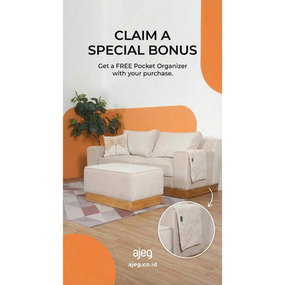 Kinami - Ajeg - Sofa 2 Seater Sudut New Shizu Anti Cakar / Sofa 2 Dudukan Minimalis Modern Empuk dan Santai Gaya Japandi - gambar 4