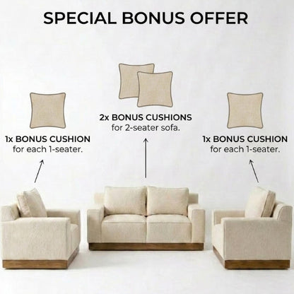 Kinami - Ajeg - Sofa Set 2-1-1 Seater Shizu Anti Cakar / Sofa 2 dan 1 Dudukan Untuk Ruang Tamu Minimalis Modern / Kursi Empuk dan Santai Gaya Japandi Untuk 2 dan 1 Orang - gambar 3
