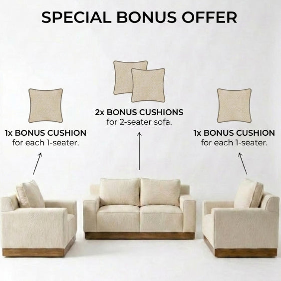 Kinami - Ajeg - Sofa Set 2-1-1 Seater Shizu Anti Cakar / Sofa 2 dan 1 Dudukan Untuk Ruang Tamu Minimalis Modern / Kursi Empuk dan Santai Gaya Japandi Untuk 2 dan 1 Orang - gambar 3