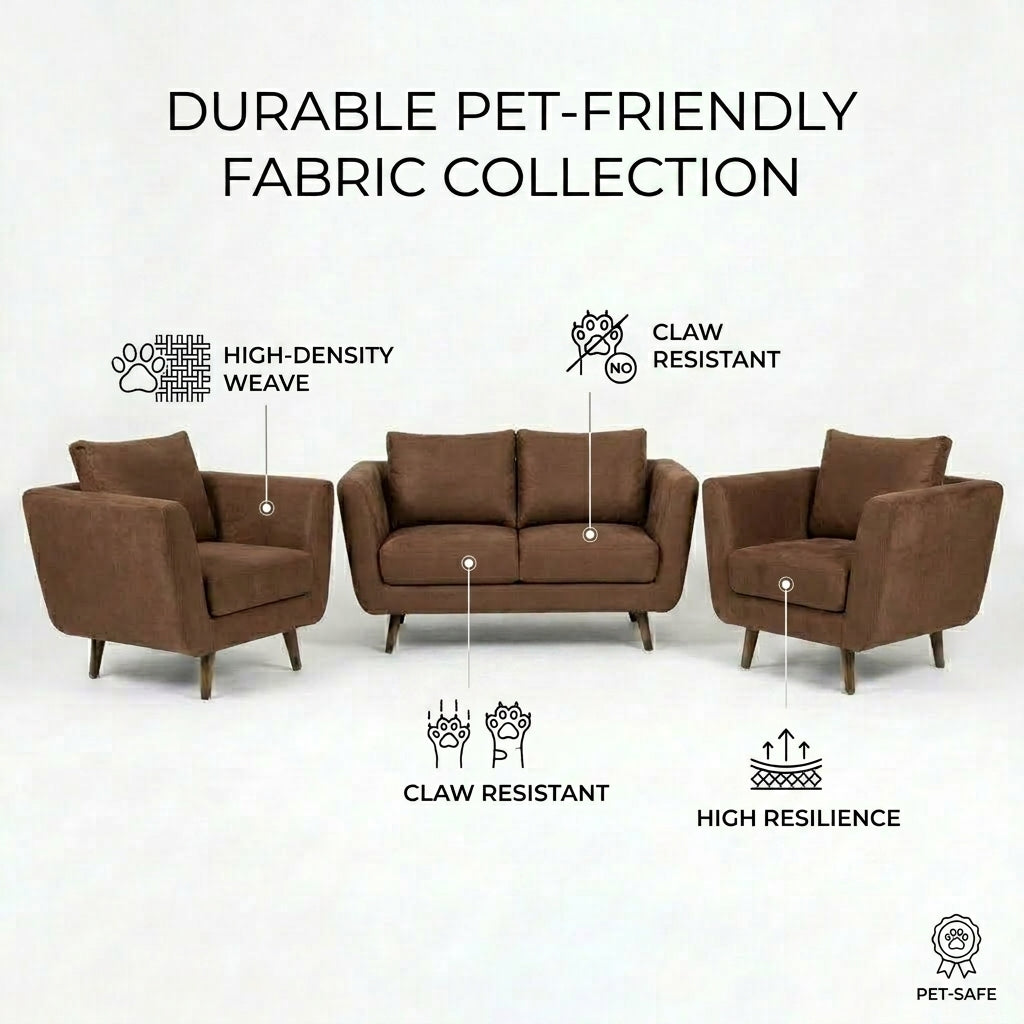 Kinami - Ajeg - Sofa Set 2-1-1 Seater Aiko Anti Cakar / Sofa Minimalis Modern Empuk dan Santai Gaya Japandi - gambar 7
