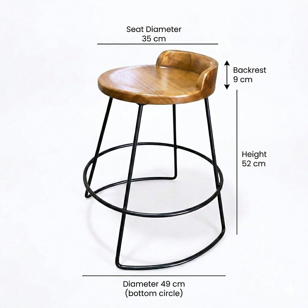 Kagumi - Ajeg - Kursi Bar Rangka Besi Dudukan Full Jati Untuk Cafe / Bangku Minimalis / Stoolbar Untuk Bar Cafe dan Restoran - gambar 8