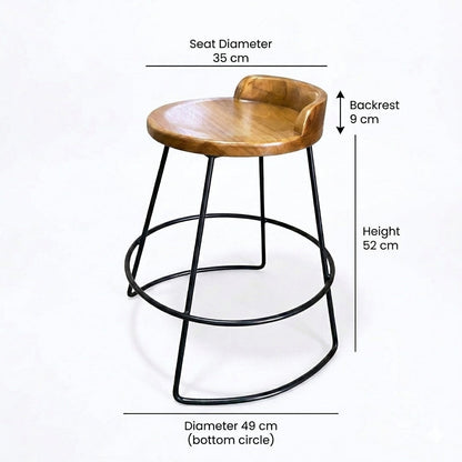 Kagumi - Ajeg - Kursi Bar Rangka Besi Dudukan Full Jati Untuk Cafe / Bangku Minimalis / Stoolbar Untuk Bar Cafe dan Restoran - gambar 8