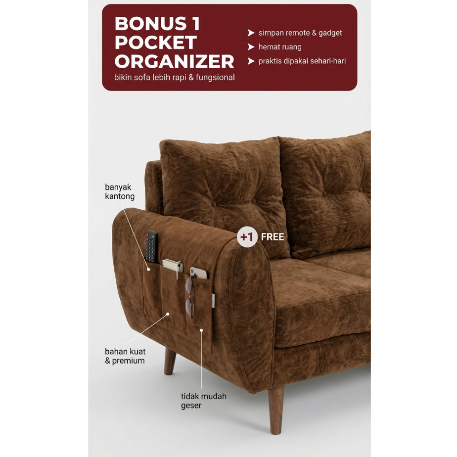 Kinami - Ajeg - Sofa 3 Seater Sudut Kobe Variasi Anti Cakar / Sofa 3 Dudukan Selonjoran dan Lesehan Minimalis Modern / Kursi Empuk Ruang Tamu Aesthetic Gaya Japandi Minimalis Modern Empuk dan Santai Untuk 3 Orang - gambar 3