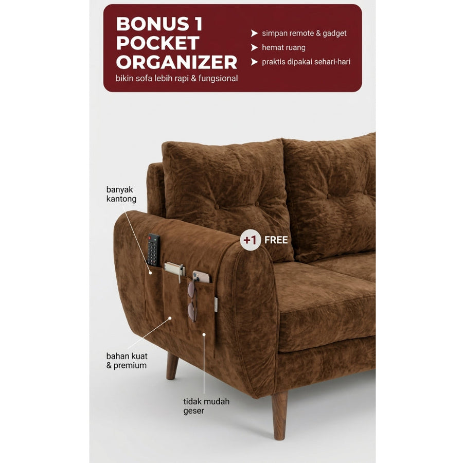 Kinami - Ajeg - Sofa 3 Seater Sudut Kobe Variasi Anti Cakar / Sofa 3 Dudukan Selonjoran dan Lesehan Minimalis Modern / Kursi Empuk Ruang Tamu Aesthetic Gaya Japandi Minimalis Modern Empuk dan Santai Untuk 3 Orang - gambar 3