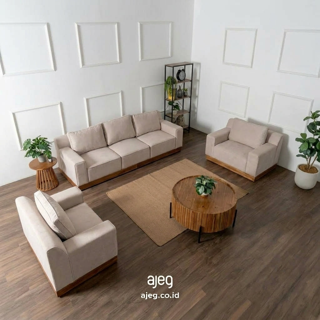 Kinami - Ajeg - Sofa Set 3-1-1 Seater Shizu Anti Cakar / Sofa Untuk Ruang Tamu Minimalis Modern / Kursi Empuk dan Santai Gaya Japandi - gambar 1