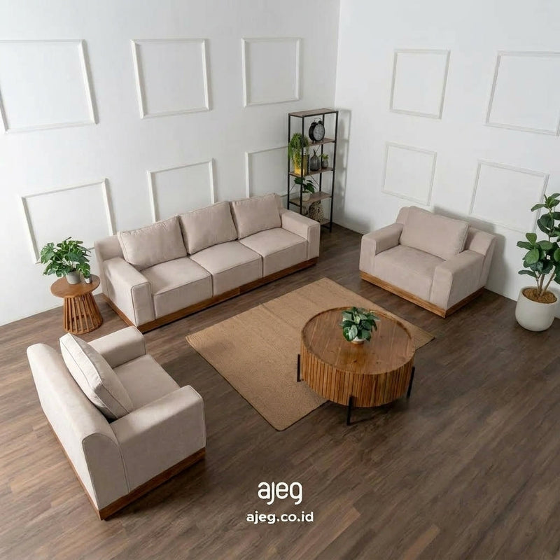 Kinami - Ajeg - Sofa Set 3-1-1 Seater Shizu Anti Cakar / Sofa Untuk Ruang Tamu Minimalis Modern / Kursi Empuk dan Santai Gaya Japandi - gambar 1