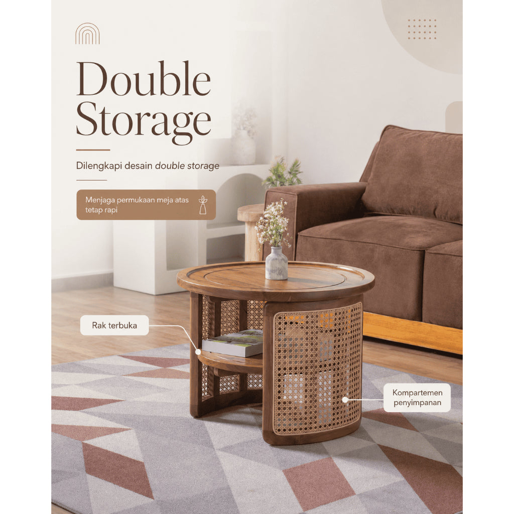 Kagumi - Ajeg - Meja Tamu Gina Bulat / Coffee Table Minimalis Modern - gambar 4