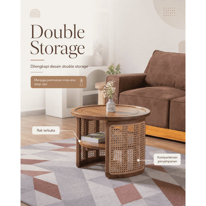 Kagumi - Ajeg - Meja Tamu Gina Bulat / Coffee Table Minimalis Modern - gambar 4