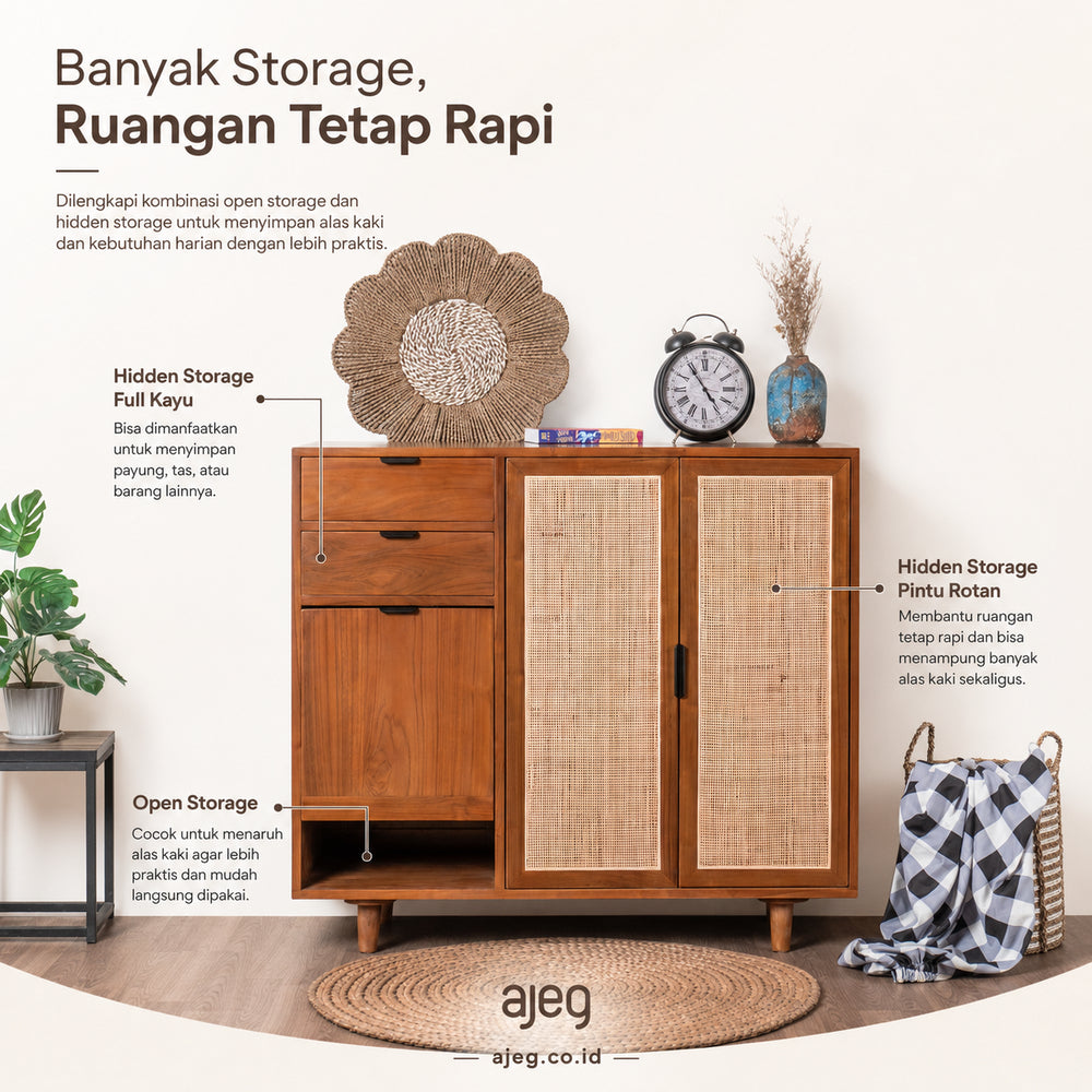 Kagumi - Ajeg - Rak Sepatu Tertutup dan Terbuka Gina G2 / Lemari Sepatu Sandal Minimalis Modern dengan Kapasitas Besar - gambar 3