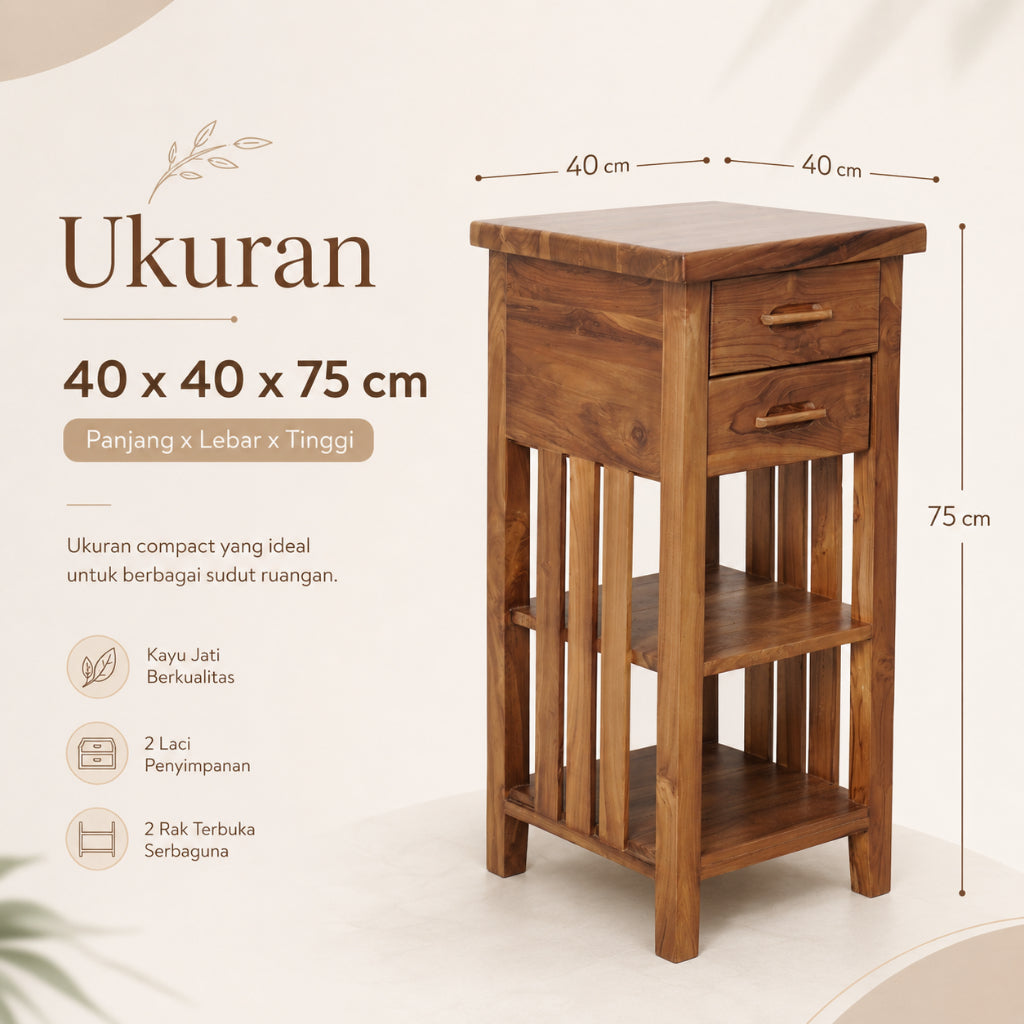 Kagumi - Ajeg - Rak Susun Akira / Meja Kecil Untuk Samping Tempat Tidur - gambar 3