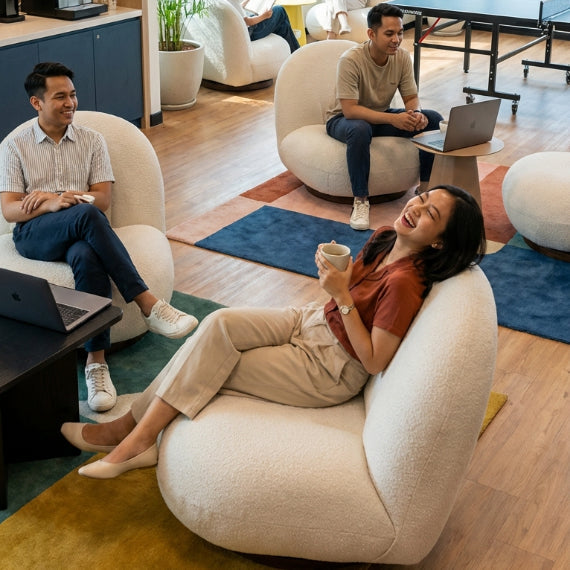 Kinami - Ajeg - Sofa Mochi Pacha 1 Seater Minimalis / Sofa 1 Dudukan / Kursi Bulat Empuk Ruang Tamu Aesthetic - Stool Bench Bangku Kursi Putar Ergonomis - gambar 5