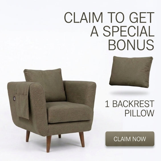 Kinami - Ajeg - Sofa 1 Seater Aiko Anti Cakar / Sofa 1 Dudukan Minimalis Modern / Kursi Ruang Tamu Aesthetic Ergonomis - gambar 2