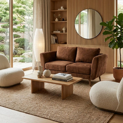 Kinami - Ajeg - Sofa 2 Seater Aiko Anti Cakar / Sofa 2 Dudukan Minimalis Modern Empuk dan Santai Gaya Japandi - gambar 1