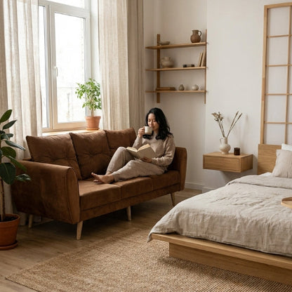 Kinami - Ajeg - Sofa 3 Seater Kobe Anti Cakar / Sofa Untuk 3 Orang Gaya Japandi Minimalis Modern Empuk dan Santai - gambar 5