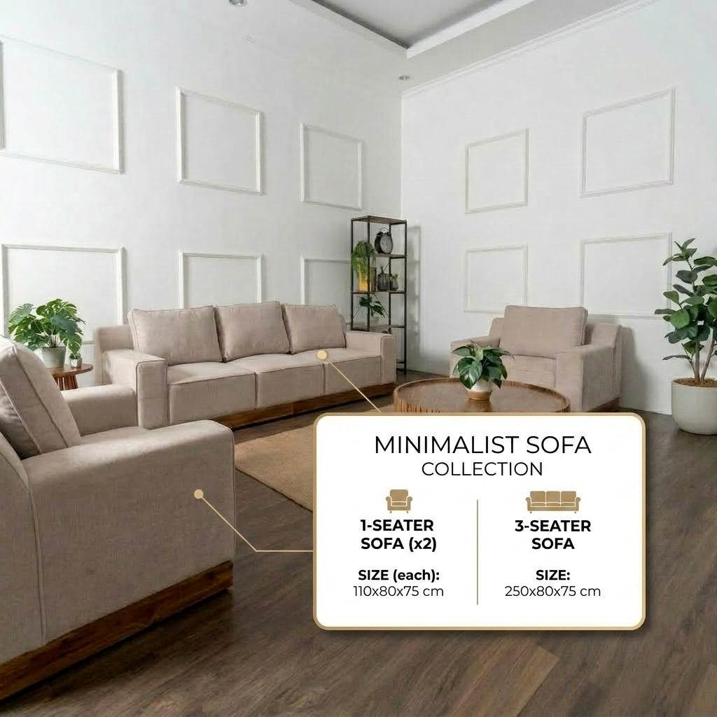 Kinami - Ajeg - Sofa Set 3-1-1 Seater Shizu Anti Cakar / Sofa Untuk Ruang Tamu Minimalis Modern / Kursi Empuk dan Santai Gaya Japandi - gambar 6