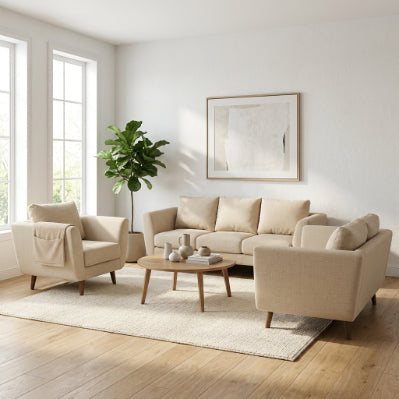 Kinami - Ajeg - Sofa Set 3-2-1 Seater Aiko Anti Cakar / Sofa Minimalis Modern Empuk dan Santai Gaya Japandi - gambar 2