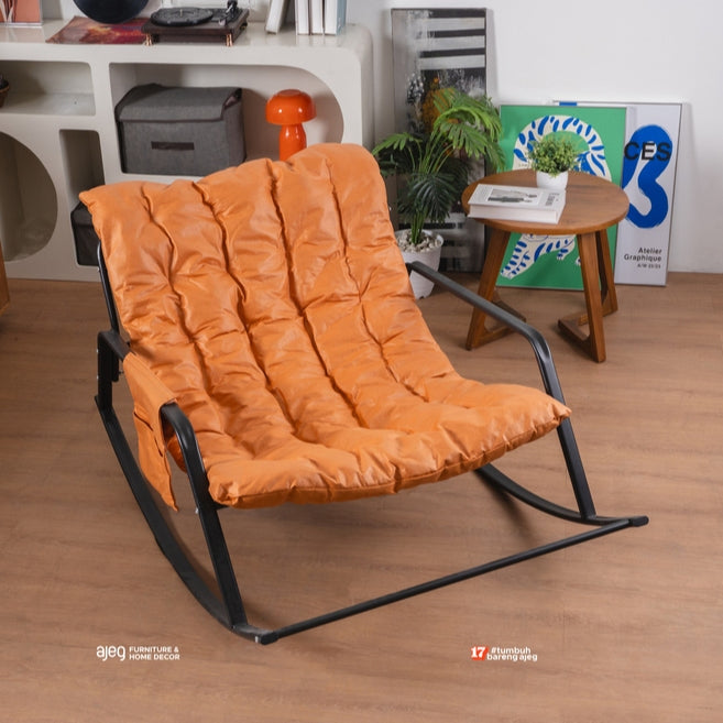 Kinami - Ajeg - Kursi Goyang Rocker Minimalis / Kursi Outdoor Untuk Balkon dan Teras Ruang Tamu - gambar 1
