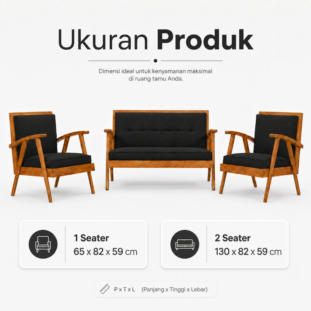 Kagumi - Ajeg - Kursi Teras Jengki 2-1-1 Seater Desain Retro / Kursi Set Kayu Jengki Dudukan Empuk Untuk Ruang Tamu Minimalis - gambar 7