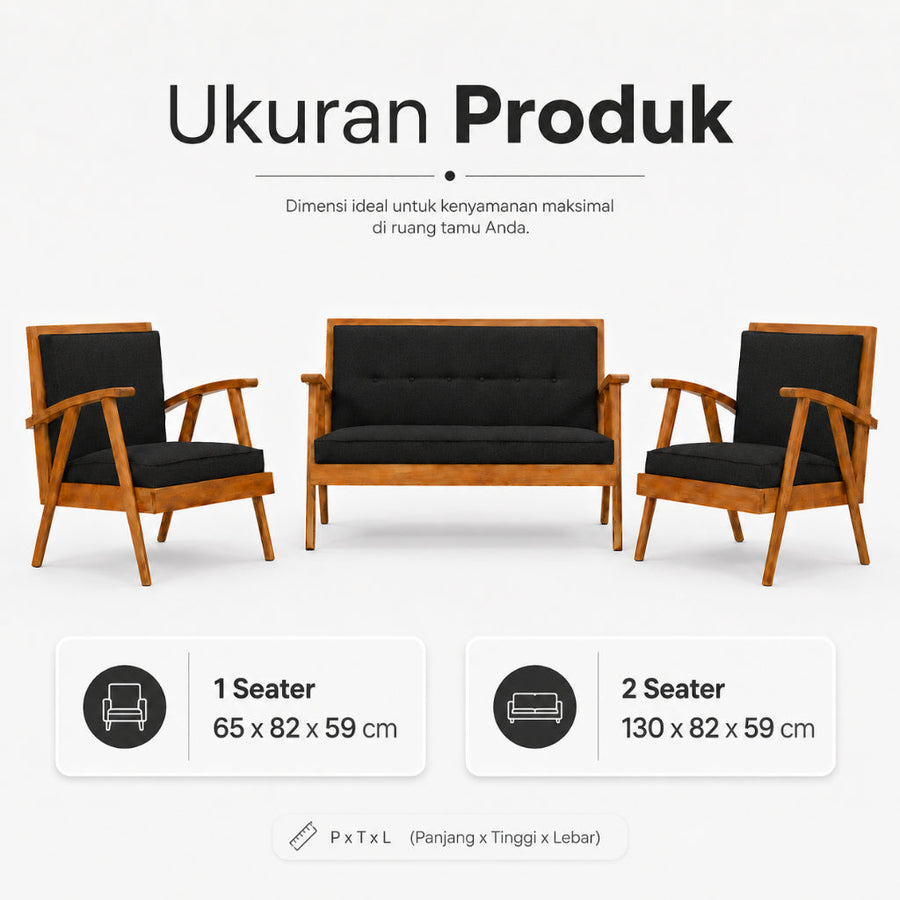 Kagumi - Ajeg - Kursi Teras Jengki 2-1-1 Seater Desain Retro / Kursi Set Kayu Jengki Dudukan Empuk Untuk Ruang Tamu Minimalis - gambar 7