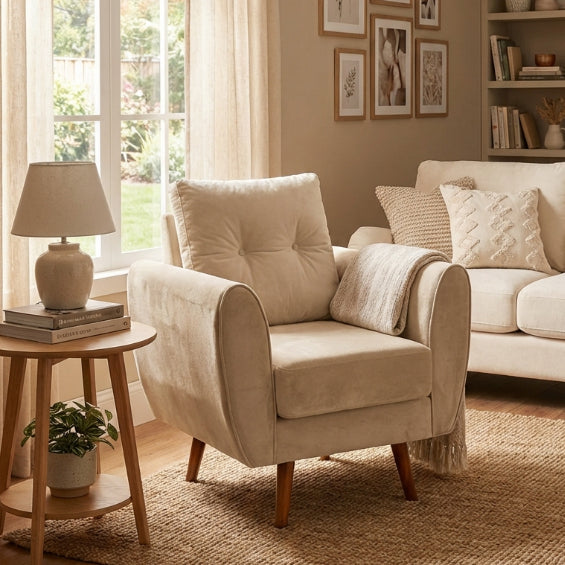 Kinami - Ajeg - Sofa 1 Seater Kobe Anti Cakar / Sofa 1 Dudukan Minimalis Modern / Kursi Empuk Ruang Tamu Aesthetic - gambar 1