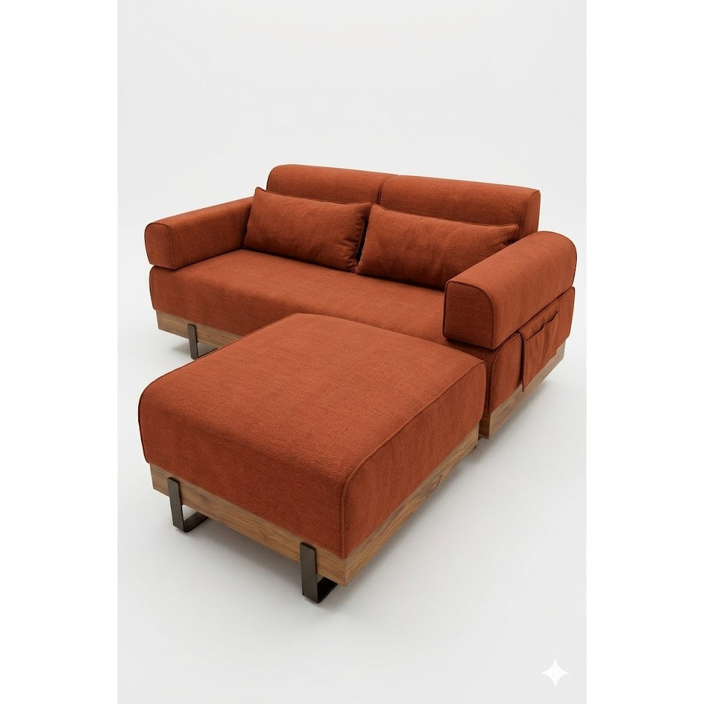 Kinami - Ajeg Sofa 2 Seater Sudut  Monza Sandaran Adjustable / Sofa 2 Dudukan Selonjoran Minimalis Modern / Dudukan  Ruang Tamu Aesthetic Untuk 2 Orang Armrest Modular Bongkar Pasang - gambar 9