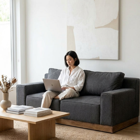 Kinami - Ajeg - Sofa 2 Seater New Shizu Anti Cakar / Sofa 2 Dudukan Minimalis Modern Empuk dan Santai Gaya Japandi - gambar 5