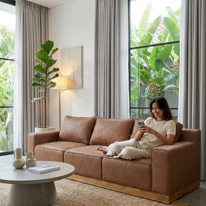 Kinami - Ajeg - Sofa 3 Seater Shizu Anti Cakar / Sofa 3 Dudukan Minimalis Modern Empuk dan Santai Gaya Japandi - gambar 5