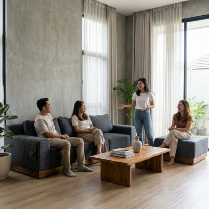 Kinami - Ajeg - Sofa 3 Seater Sudut Shizu Anti Cakar / Sofa 3 Dudukan Selonjoran & Lesehan Minimalis Modern / Kursi Empuk Ruang Tamu Aesthetic Gaya Japandi Minimalis Modern Empuk dan Santai Untuk 3 Orang  Waktunya bikin rumah makin aesthetic ala Pinterest