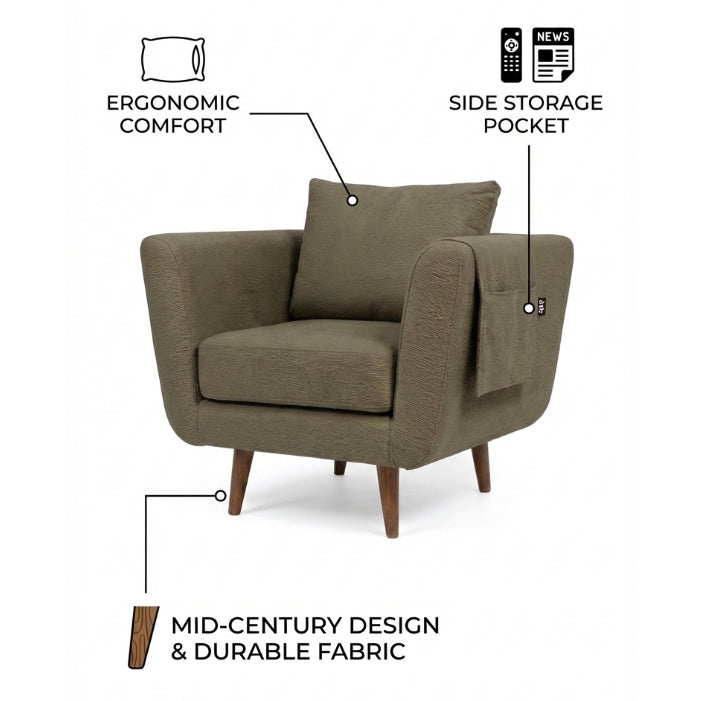 Kinami - Ajeg - Sofa 1 Seater Aiko Anti Cakar / Sofa 1 Dudukan Minimalis Modern / Kursi Ruang Tamu Aesthetic Ergonomis - gambar 8