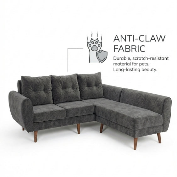 Kinami - Ajeg - Sofa 3 Seater Sudut Kobe Variasi Anti Cakar / Sofa 3 Dudukan Selonjoran dan Lesehan Minimalis Modern / Kursi Empuk Ruang Tamu Aesthetic Gaya Japandi Minimalis Modern Empuk dan Santai Untuk 3 Orang - gambar 7