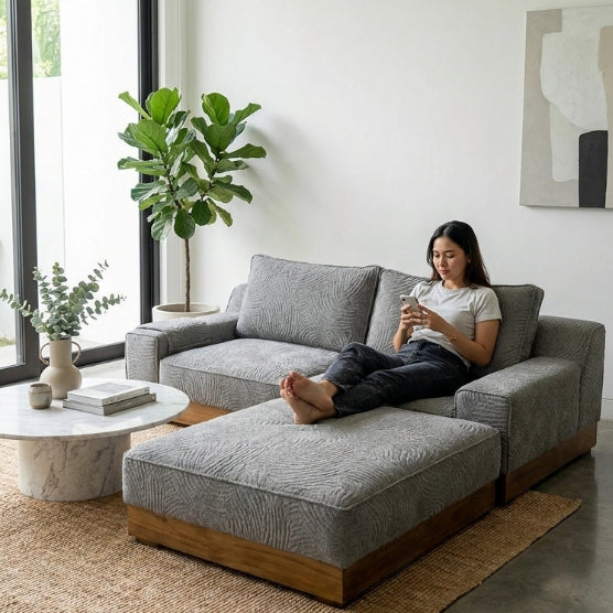 Kinami - Ajeg - Sofa 2 Seater Sudut Shizu Pendek Anti Cakar / Sofa 2 Dudukan Minimalis Modern Empuk dan Santai Gaya Japandi - gambar 7