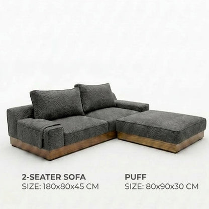 Kinami - Ajeg - Sofa 2 Seater Sudut Shizu Pendek Anti Cakar / Sofa 2 Dudukan Minimalis Modern Empuk dan Santai Gaya Japandi - gambar 8
