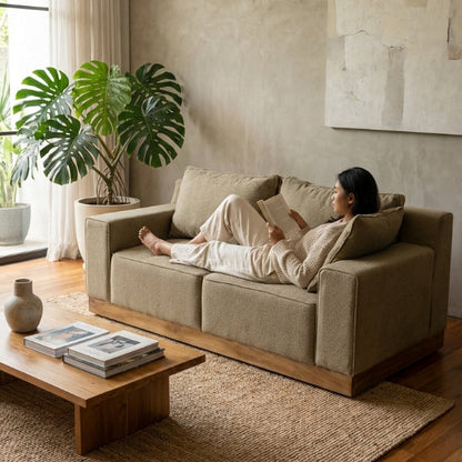 Kinami - Ajeg - Sofa 2 Seater New Shizu Anti Cakar / Sofa 2 Dudukan Minimalis Modern Empuk dan Santai Gaya Japandi - gambar 3