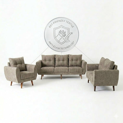Kinami - Ajeg - Sofa Set 3-2-1 Seater Kobe Anti Cakar / Sofa Untuk Ruang Tamu Minimalis Modern / Kursi Empuk dan Santai Gaya Japandi - gambar 5