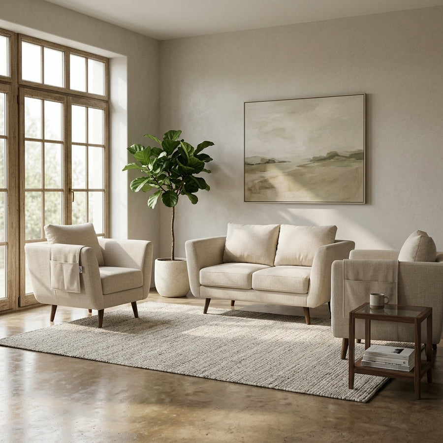 Kinami - Ajeg - Sofa Set 2-1-1 Seater Aiko Anti Cakar / Sofa Minimalis Modern Empuk dan Santai Gaya Japandi - gambar 1