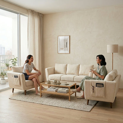 Kinami - Ajeg - Sofa Set 3-2-1 Seater Aiko Anti Cakar / Sofa Minimalis Modern Empuk dan Santai Gaya Japandi - gambar 6
