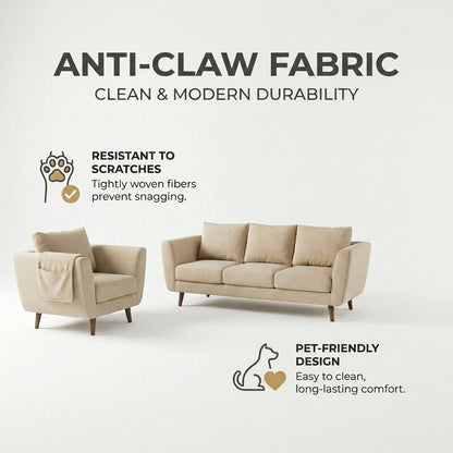 Kinami - Ajeg - Sofa Set 3-1 Seater Aiko Anti Cakar / Sofa Minimalis Modern Empuk dan Santai Gaya Japandi - gambar 7