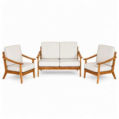 Kagumi - Ajeg - Kursi Teras Kurata 2-1-1 Seater Desain Retro / Kursi Set Kayu Dudukan Empuk Untuk Ruang Tamu Minimalis - gambar 9
