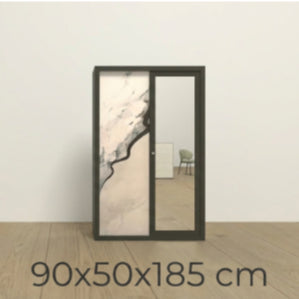 Lemari Pakaian Sliding Door 2 Pintu Jumbo - Lemari Pakaian Full Kaca Cermin Mirror Besar 1 Badan Minimalis Modern - gambar 7