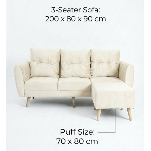 Kinami - Ajeg - Sofa 3 Seater Sudut Kobe Standar Anti Cakar / Sofa 3 Dudukan Selonjoran dan Lesehan Minimalis Modern / Kursi Empuk Ruang Tamu Aesthetic Gaya Japandi Minimalis Modern Empuk dan Santai Untuk 3 Orang - gambar 8