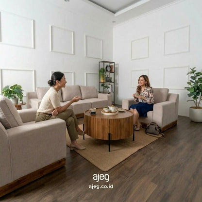 Kinami - Ajeg - Sofa Set 3-1-1 Seater Shizu Anti Cakar / Sofa Untuk Ruang Tamu Minimalis Modern / Kursi Empuk dan Santai Gaya Japandi - gambar 5