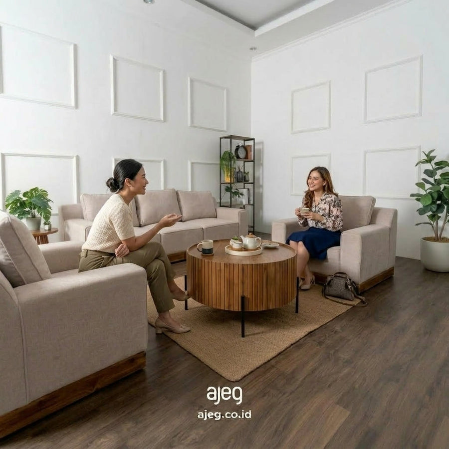 Kinami - Ajeg - Sofa Set 3-1-1 Seater Shizu Anti Cakar / Sofa Untuk Ruang Tamu Minimalis Modern / Kursi Empuk dan Santai Gaya Japandi - gambar 5