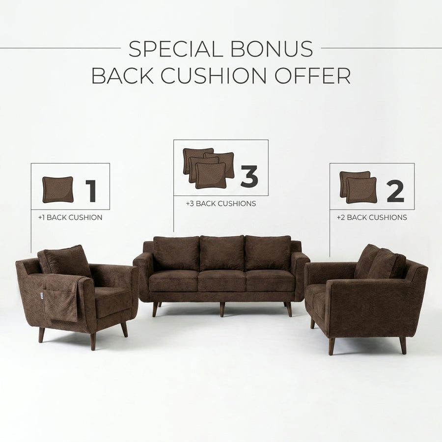 Kinami - Ajeg - Sofa Set 3-2-1 Seater Aiko Anti Cakar / Sofa Minimalis Modern Empuk dan Santai Gaya Japandi - gambar 5