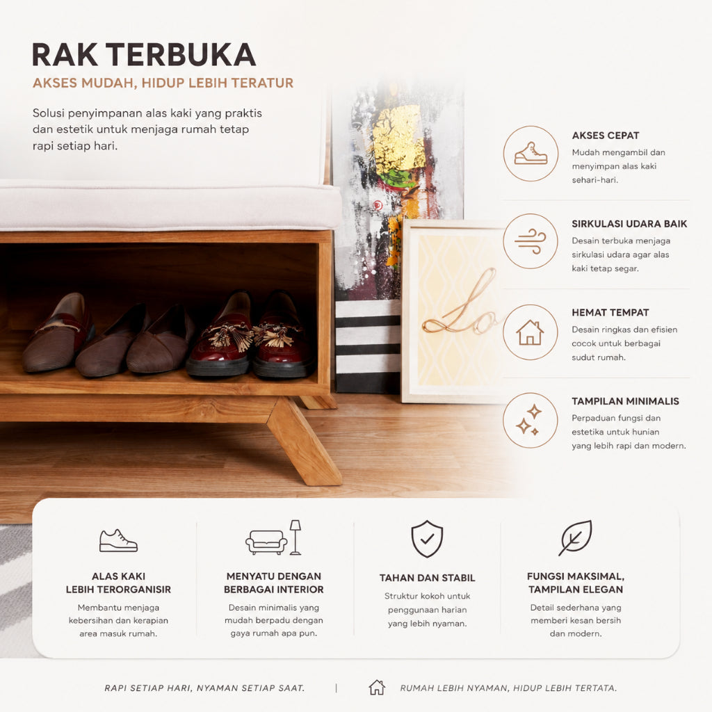 Kagumi - Ajeg - Rak Sepatu Tertutup dan Terbuka Noa / Lemari Sepatu Sandal Minimalis Modern dengan Kapasitas Besar - gambar 4