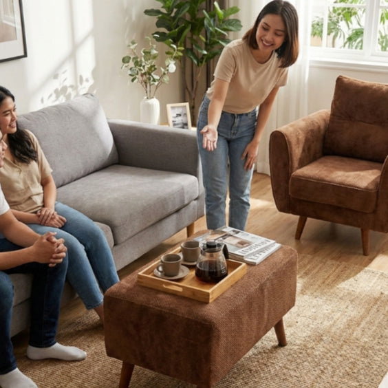 Kinami - Ajeg - Sofa 1 Seater Sudut Kobe Anti Cakar / Sofa 1 Dudukan Selonjoran dan Lesehan Minimalis Modern / Kursi Empuk Ruang Tamu Aesthetic Untuk 1 Orang - gambar 3