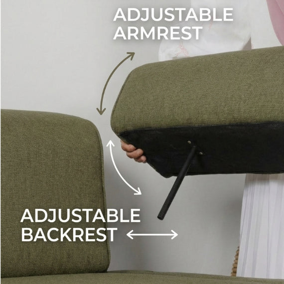 Kinami - Ajeg Sofa 2 Seater Sudut  Monza Sandaran Adjustable / Sofa 2 Dudukan Selonjoran Minimalis Modern / Dudukan  Ruang Tamu Aesthetic Untuk 2 Orang Armrest Modular Bongkar Pasang - gambar 3