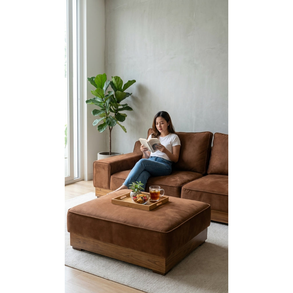 Kinami - Ajeg - Sofa 2 Seater Sudut Shizu Pendek Anti Cakar / Sofa 2 Dudukan Minimalis Modern Empuk dan Santai Gaya Japandi - gambar 3