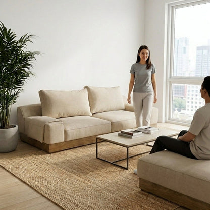 Kinami - Ajeg - Sofa 2 Seater Sudut Shizu Pendek Anti Cakar / Sofa 2 Dudukan Minimalis Modern Empuk dan Santai Gaya Japandi - gambar 5