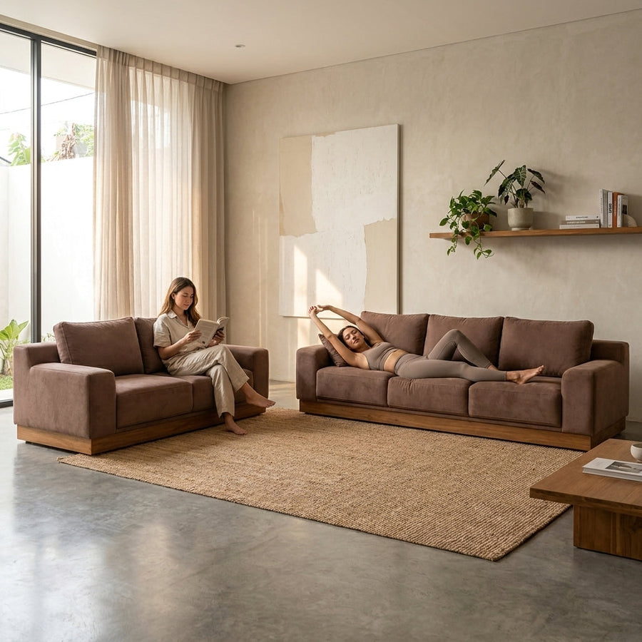 Kinami - Ajeg - Sofa Set 3-2 Seater Shizu Anti Cakar / Sofa Untuk Ruang Tamu Minimalis Modern / Kursi Empuk dan Santai Gaya Japandi - gambar 3