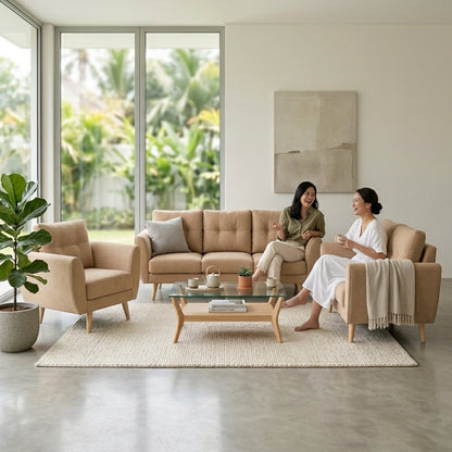 Kinami - Ajeg - Sofa Set 3-2-1 Seater Kobe Anti Cakar / Sofa Untuk Ruang Tamu Minimalis Modern / Kursi Empuk dan Santai Gaya Japandi - gambar 3